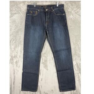 Original Penguin Mens Jeans 34x32 Dark Wash Straight Fit Cotton Denim